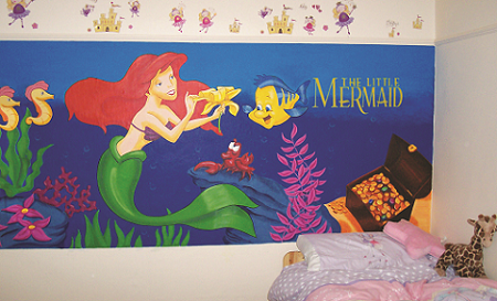 mermaid mural for child's bedroom