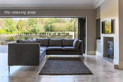 Relaxation area in the open-plan kitchen