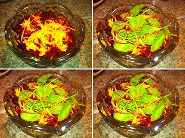 Healthy salads with raw pumpkin