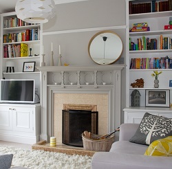 Mirror Placed Asymmetrically above Fireplace