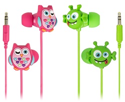 My Doodles In-Ear Headphones, owl and alien characters