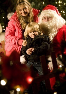 Family in Santa's grotto