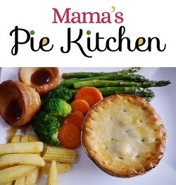 Mamas Pie Kitchen Logo and Meal with a Pie