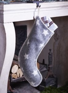 Grey wool Christmas Stocking with stars (big)