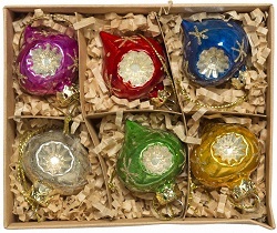 National Trust set of vintage dimple glass bauble decorations