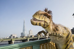 dinosaur and the Shard skyscraper, London