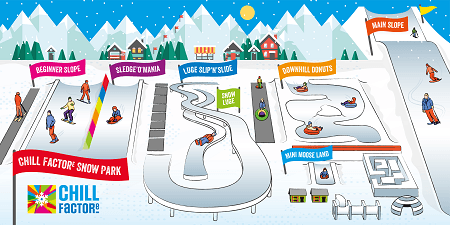 Chill Factore - Illustration for all the snow activities at the centre