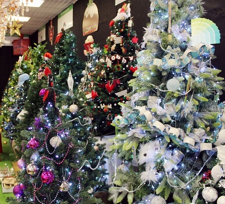 Christmas Trees Display at The Lowry Outlet, Salford Quays