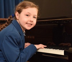 Seven-year-old and star performing pianist from King’s school, Macclesfield Harriet Bright