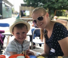 Mother and child at the fun fair