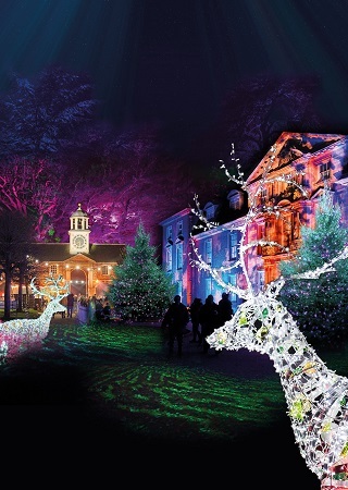 Christmas lights and decorations at Dunham Massey