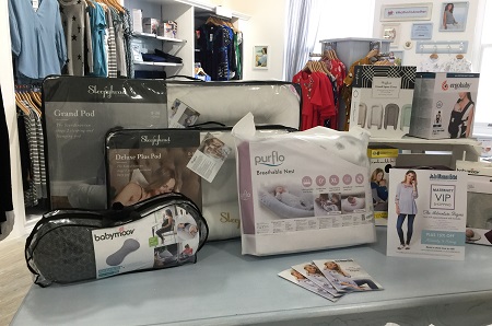 Maternity and baby sleep accessories display