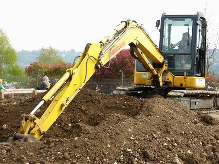 Harriett Saunders operates a digger at Diggerland