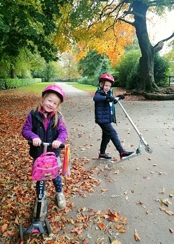 Kids on the scooters at Alexandra Park, Stockport
