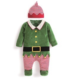JoJo Maman Bebe | Baby Elf Sleepsuit with Hat Set