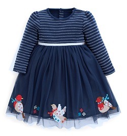 JoJo Maman Bebe | Girls Navy Robin Party Dress