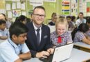 Brent Hughes with students at the lesson at Matific class