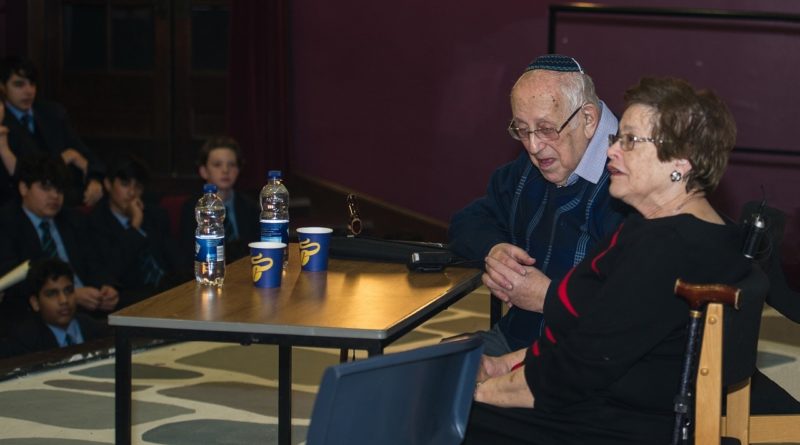 Ruth and Werner telling their stories at MGS Holocaust Memorial Day 2018