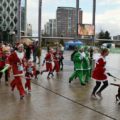 Santas running through MediaCityUK | Jingle Bee Jog, Manchester