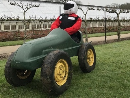 'Lewis Hamilton' Racing Car Scarecrow at Tatton park