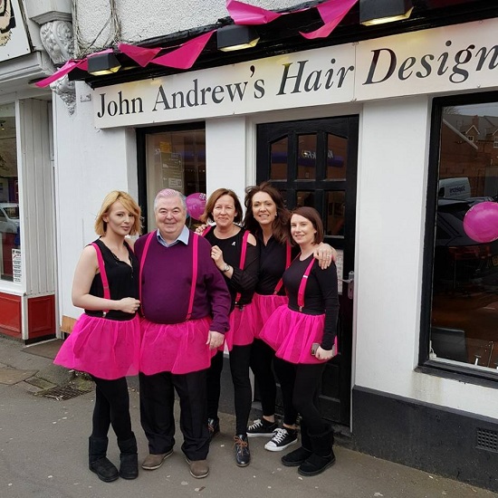 John Andrews hair design Breast Cancer charity support