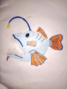 Imaginary pet anglerfish, leaves in the air and use its fins to levitate