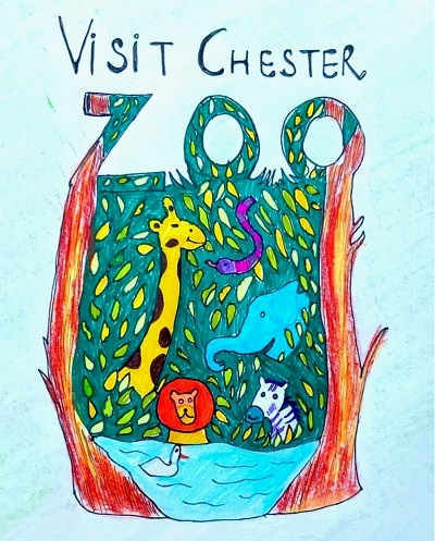 Visit Chester Zoo | kids drawing | page from the book published by Stockport Grammar