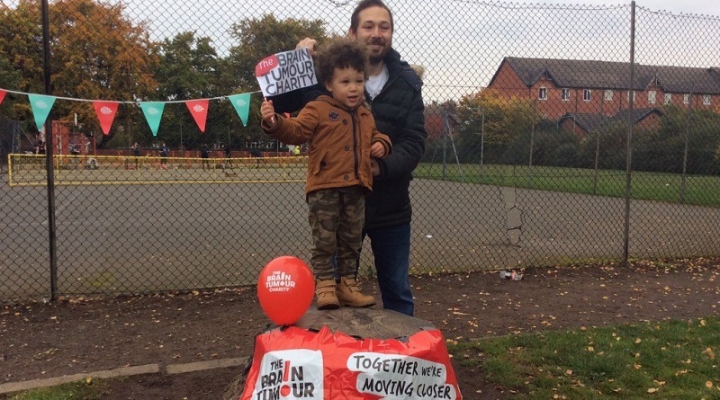 Father and son campaining for brain tumor charity