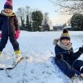 Kids on a snow hill