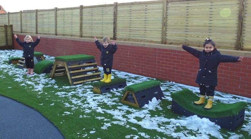 Children at Stockport Grammar School in Cheshire enjoying their new outdoor