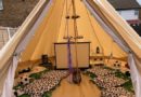 Sleepover tent for outdoor football birthday party