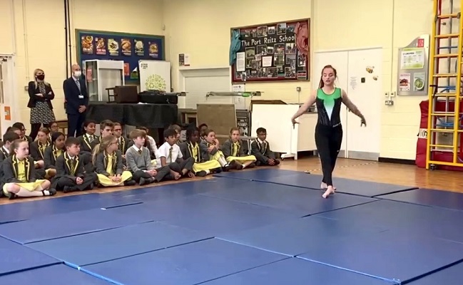 Ellen Skelton's gymnastics demo at Greenbank Prep 'Olympic Week' 2021