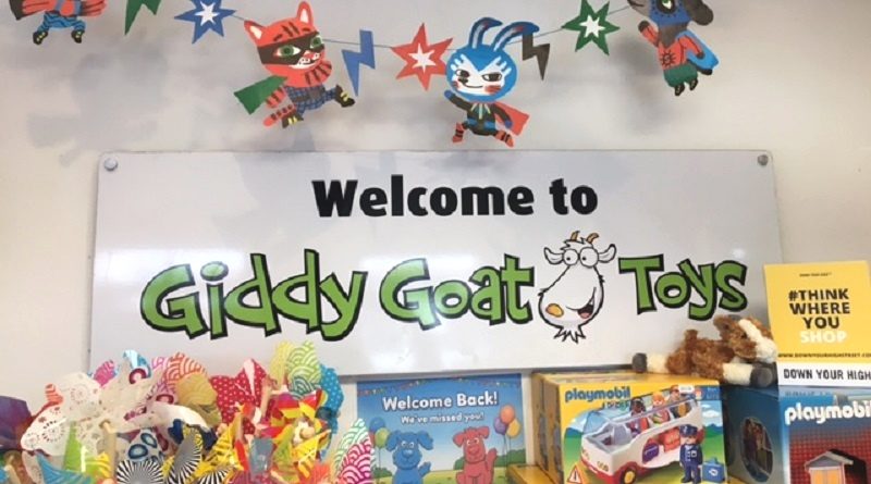Giddy Goat Toys welcome sign