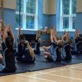 School children in yoga class