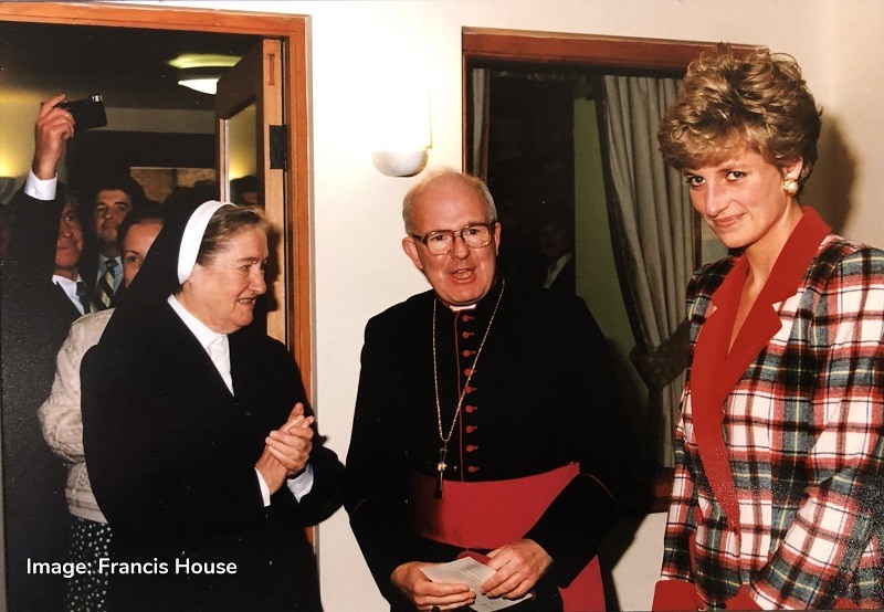 Sr Aloysius, Bishop Kelly, Princess Diana at Francis House