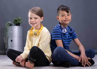 Kids with BuddyPhones POP Fun headphones