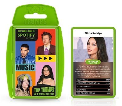 Spotify top trumps pack and a card