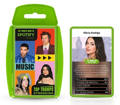 Spotify top trumps pack and a card