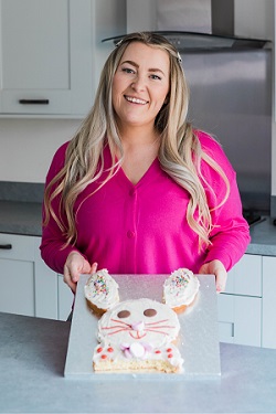Casey Major-Bunce with her Rabbit Cake