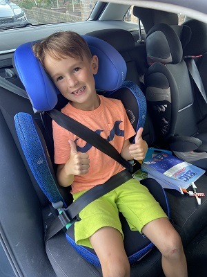 Boy in Apramo Car Seat