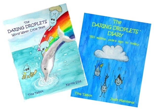 Book covers: ‘The Daring Droplets: World Water Cycle Team’ and ‘The Daring Droplets’ Diaries’