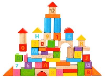 Tooky 70pcs rubber wood blocks set