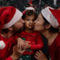 Christmas. Kissing the child