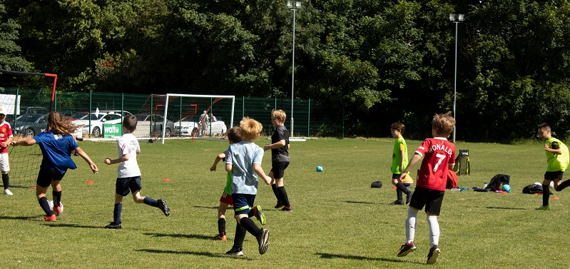 Children playing football