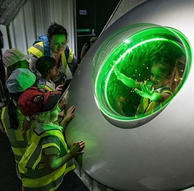 Children exploring spacecraft | Apollo mission experience at Jodrell Bank Centre