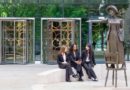 Manchester High School For Girls' pupils at the Emmeline Pankhurst Statue