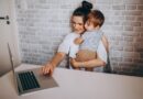 Mother and child with computer