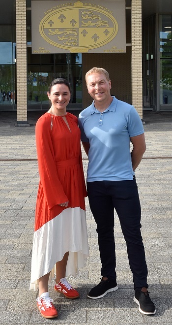 Dame Sarah Storey and Sir Chris Hoy at King's School, Macclesfield
