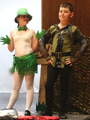 A girl and a boy in costumes for Noodles Performance Art show