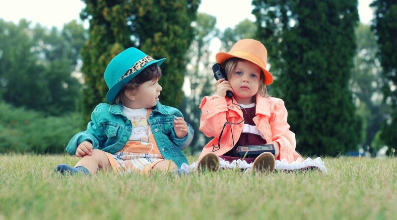 Toddlers on the grass